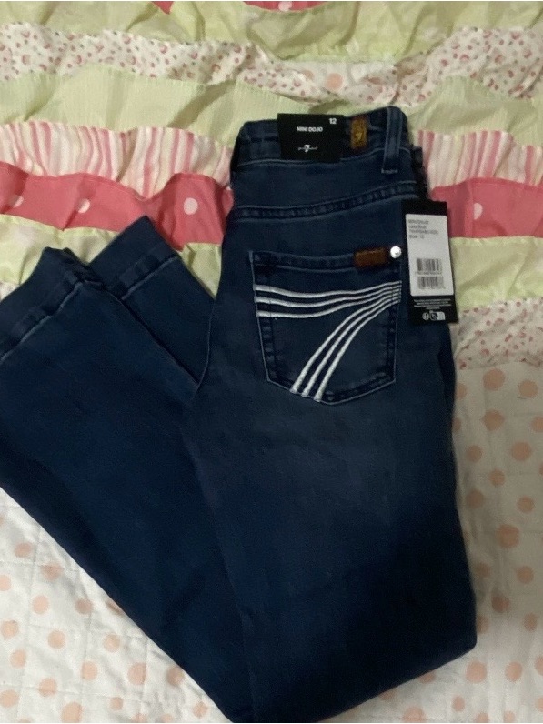 7 For All Mankind Dark Blue Boot Cut Jeans Girls 12 Or Fits Women’s Xs (24)